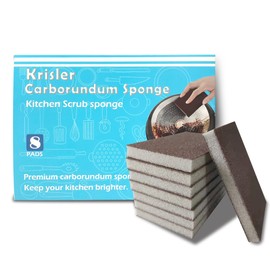 Krisler Carborundum Sponge Nano Emery Sponges Caspian Stone Pot Clean Brush Rust Eraser Grit Scouring Pads Pot Cleaning Pads with Carborundum Washing Kitchen Cleaner Tool 8pc