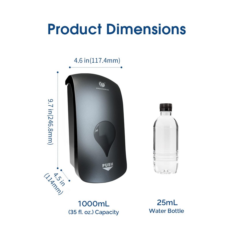 Manual Foam Soap Dispenser, 35oz (1000mL) Commercial Refillable Foaming Soap