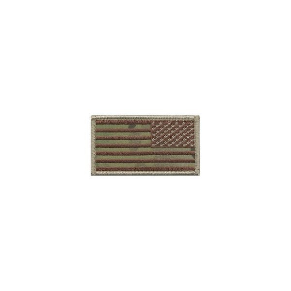 EMBROIDERED UNIFORM PATCHES & EMBLEMS USA Flag Patch - Military Sized - Multicam - Reverse Orientation - Hook Backing