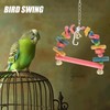 Wooden Bird Swing,Colourful Hanging Bird Playground Climbing Toy for Parakeet