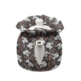 Poceacles Elephant Leaf Print Dust Cover for Tea Pots Tea Cosy Insulated Breakfast Warmer Tea Kettle Cover Washable Tea Pot Cloth Cover for Kitchen Home Tabletop