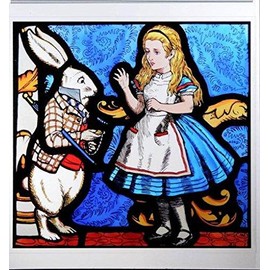 HENSITA Static Window Cling in an Alice and White Rabbit Design.