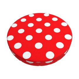 Ouqiuwa Red White Polka Dot Bar Stool Covers Round, Washable Chair Seat Slipcover 14 inch