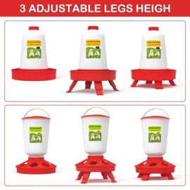 Chick Feeder and Waterer Kit, Top Fill 1.5kg Chick Feeder and 1.5L Chick Waterer with 3 Adjustable Heights