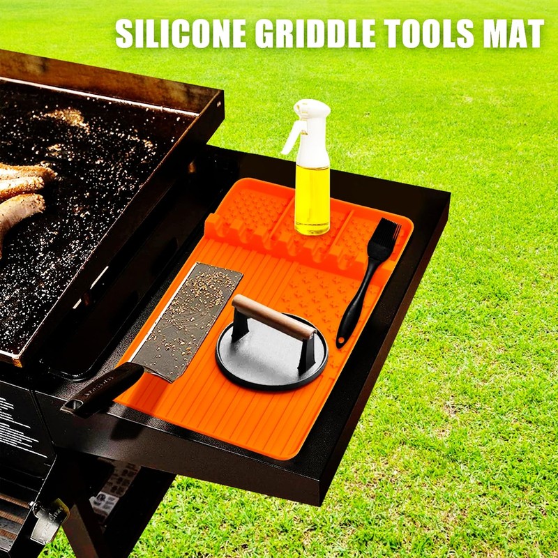 Silicone Griddle Tools Mat for Blackstone,Grill BBQ Caddy Utensils Holder