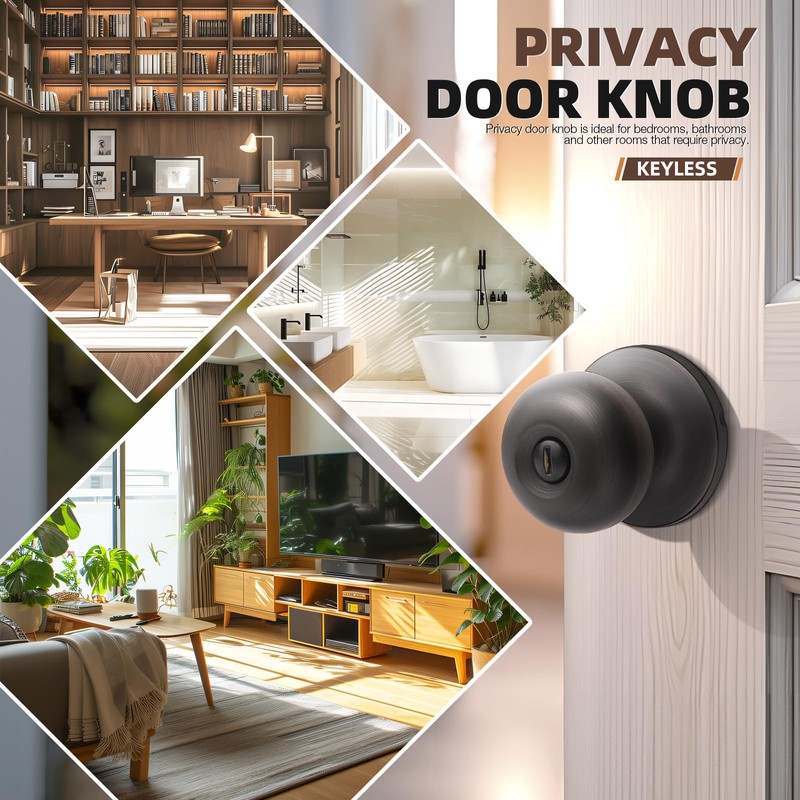 GOBEKOR 10 Pack Interior Privacy Door Knobs Oil Rubbed Bronze