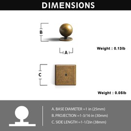 Yanxia Antique Brass Cabinet Knobs with Backplate, 1 in. Zinc Alloy Round Dresser Drawer Knobs, Vintage Decorative Cabinet Pulls for Kitchen Cupboard and Furniture, 6 Pack