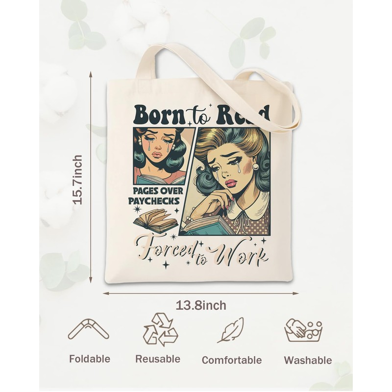 Cute Canvas Tote Bag, Book Lover Gifts for Women, Funny