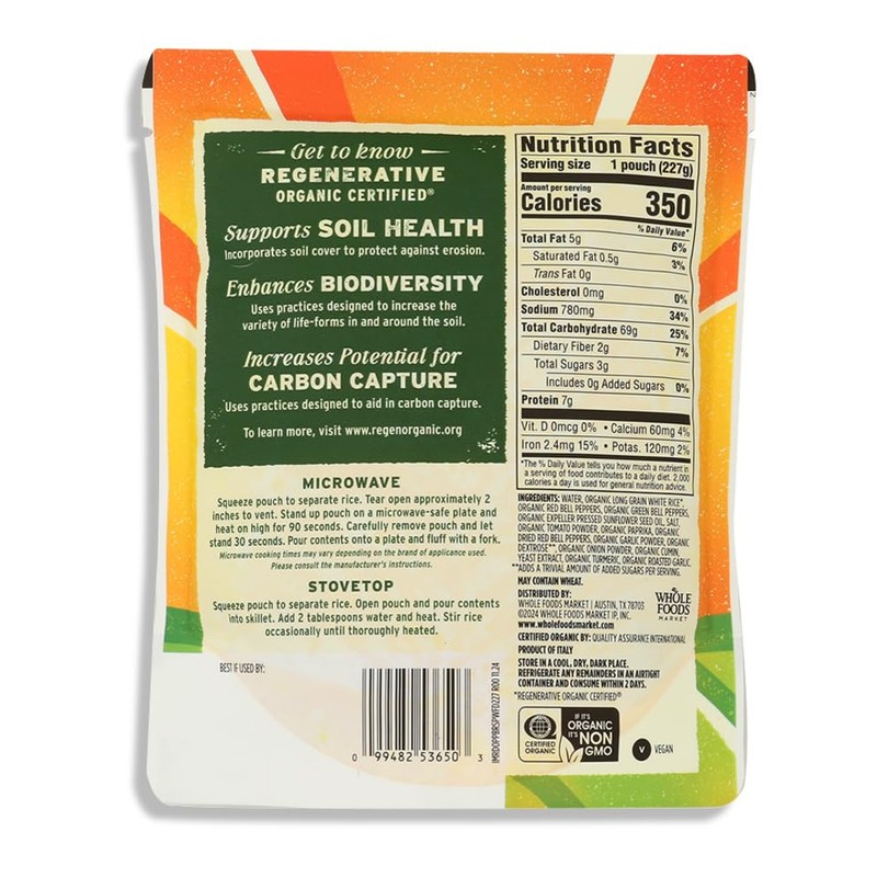 WHOLE FOODS MARKET Organic 90 Second Spanish Rice, 8 OZ