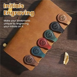 Marcapáginas magnético de cuero personalizado con 26 letras iniciales y clips magnéticos personalizados for leer.