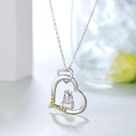 Yorionke Capybara Necklace 925 Sterling Silver Capybara Pendant Necklace Animal Jewelry Gift for Women-August Birthstone