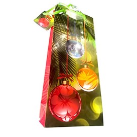 Island Treasures Hawaiian Mele Kalikimaka Xmas Bag (Island Holiday Ornament, Wine Bag 5-1/2" W x 13-1/4" H x 3-1/2")