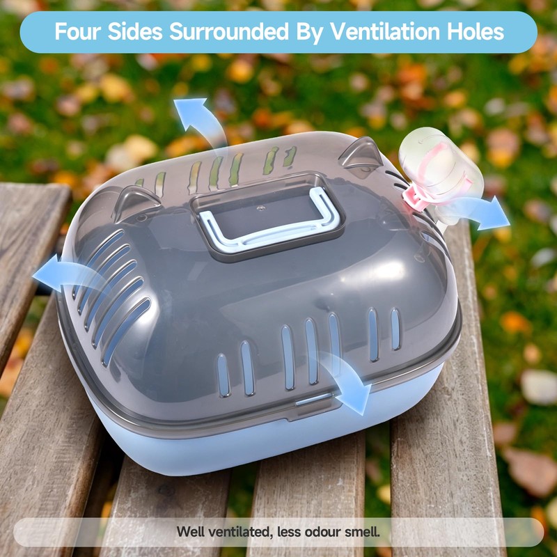 Small Animal Carrier Cage with Water Bottle, Portable Hamster Travel