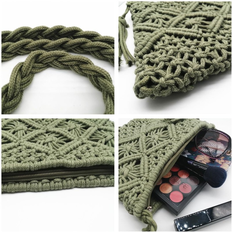 oukesin Small Cotton Shoulder Bag for Women Macrame Handmade with