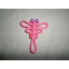 Unbranded Pink Dragonfly Paracord Keychain or Zipper Pull Pink with Purple Beads