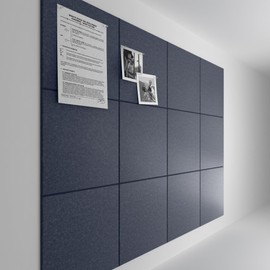 Large Cork Board Alternative - Slat Wall Paneling, Felt Bulletin Board Tiles for Office Decor, Push pin Board Office Wall Organizer -12-Pack-Denim Blue