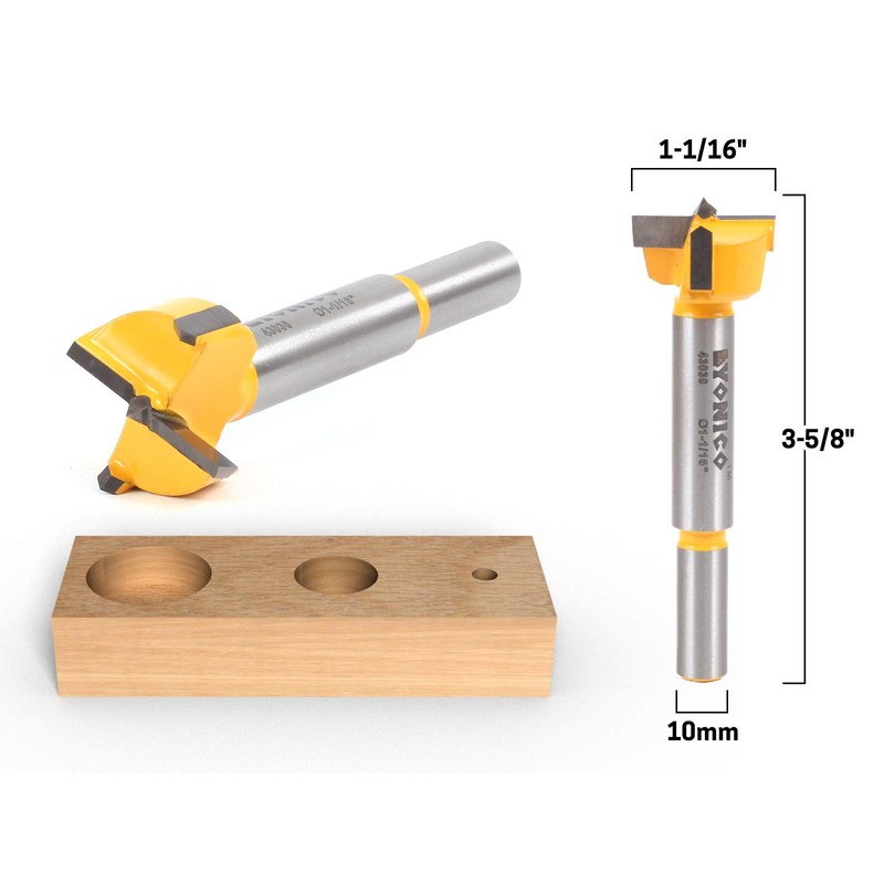 Yonico Forstner Bits Carbide Tipped 1-1/16-Inch Diameter 10mm Shank 43030C