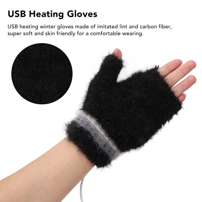 Electric USB Heated Gloves Double Side Heating Keep Warm Fingerless