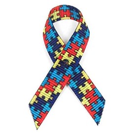 The Ribbon Factory Autism Fabric Awareness Ribbons - 250 Ribbons with Safety Pins
