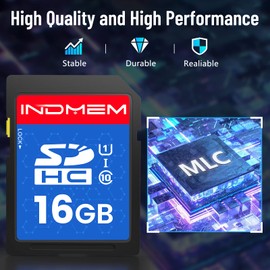 INDMEM 16GB SD Card (5 Pack) SDHC Flash Memory Card UHS-I U1 Class 10 High-Speed Full HD Video Compatible with Digital Point-and-Shoot Cameras, HD Camcorders, DSLR and PC, 16GB(5pack)