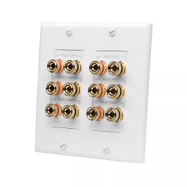 OSD Audio 5.1 Home Theater Decora Wall Plate 2 Gang Banana Binding Post for 5 Speakers