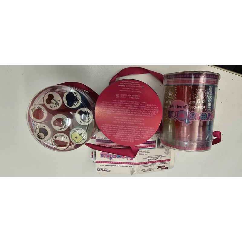 Expressions 8pc Roller-Ball Glitter Lip Gloss Set, 8 Assorted Fruit