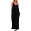 Women's Casual Sleeveless Deep V Neck Pockets Maxi Long Dress