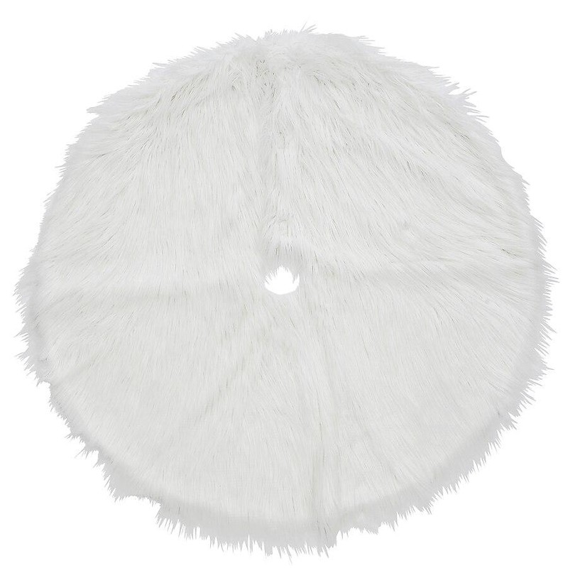 White Faux Fur Christmas Tree Skirt for Holiday Decorating –