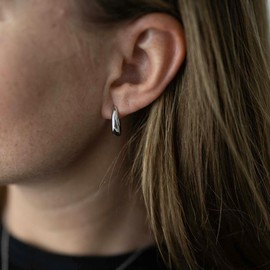 MATERIA by Matthias Wagner SO-229 Women's Earrings Rhodium-Plated 925 Silver Oval, Silver
