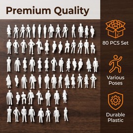 SINJAETRQ 80 Pcs Mini People Figures 1:100 Scale Unpainted Plastic