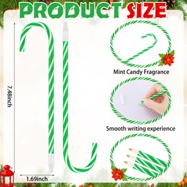 Janlaugh 30 Pcs Christmas Candy Cane Scented Pens Bulk with Peppermint Candy Scented Ink Ballpoint Pen for Christmas Stocking Stuffers Teacher Student Classroom Gifts Stationery Supply (Green,White)