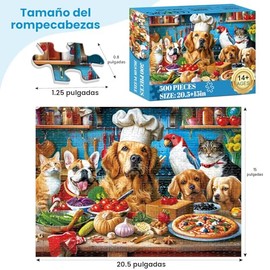 Rompecabezas de 500 piezas para adultos, divertidos rompecabezas de animales de cachorros, rompecabezas de cocina de alimentos, rompecabezas desafiantes para amantes de los animales para amigos