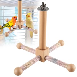 Bird Toy 360° Rotating Bird Toy, Wooden Carousel Perches for Budgies, Budgies Accessories, Suitable for Parrots, Parakeets, Birds, Indoor Aviaries