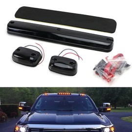 QPCRAP Cab Lights 3 PCS Fit for Silverado 2007-2014 or Sierra 1500 2500 3500 HD Trucks - Roof Running Top Marker Assembly Compatible With Trucks
