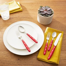 Ginkgo International Lyon Flatware Set, 10x2x5, Red