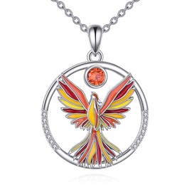 KZX Phoenix Necklace for Women, 925 Sterling Silver Phoenix Pendant, Birthstone for November, Phoenix Necklace, Phoenix Jewelry, Christmas Gifts for Mum, Wife, Sterling Silver, No Gemstone