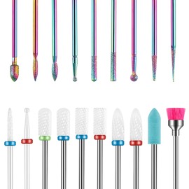 19-Pieces Nail Drill Bits Sets, 3/32 Inch Carbide and Ceramic Acrylic Gel Remover Nail Drill Bits Kit for Electric Nail File Machine, Acrylic Nail Art Tools for Manicure Pedicure, Home Salon Use