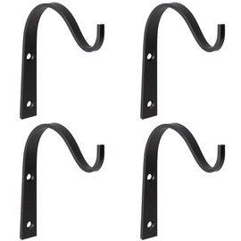 Mkono Iron Wall Hooks Plant Hanger Bracket, Decorative Coat Hook for Hanging Planter, Lanterns, Mason Jar, Bird Feeders, Wind Chimes, Hat, Indoor Outdoor Rustic Home Decor, 3 Inch, 4 Pack