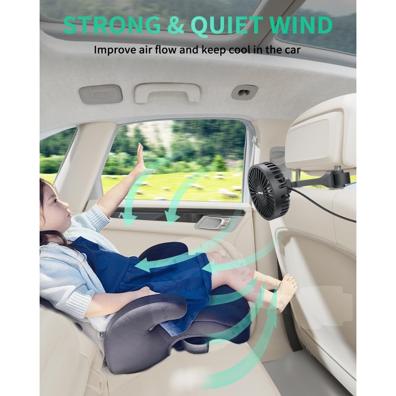 TriPole Car Cooling Fan - Powerful 3 Speed USB Air