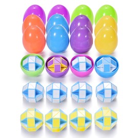 Ganowo 12 Pcs Easter Eggs Prefilled with Mini Snake Cube Blocks for Easter Basket Stuffers, Easter Egg Hunt, Easter Party Favors