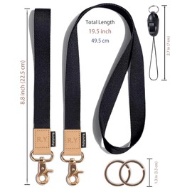 Rulnfichy Lindo cordón para llaves, mujeres, teléfono, insignias de identificación, maestros niños cuello y correa de llavero, Negro -, Short and Long