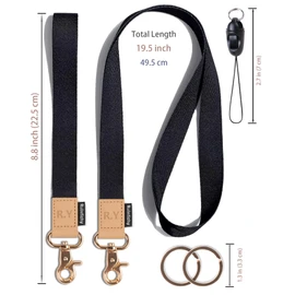 Rulnfichy Lindo cordón para llaves, mujeres, teléfono, insignias de identificación, maestros niños cuello y correa de llavero, Negro -, Short and Long