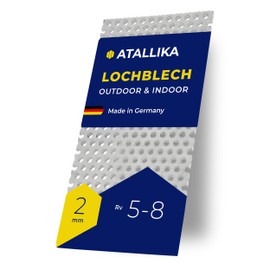 ATALLIKA Perforated Sheet Aluminium Rv 5-8 [250 x 150 mm] - 2 mm Thick Aluminium Sheet with Round Holes 5 mm/8 mm [Weatherproof for Outdoor and Indoor] - Precise Cut from Germany