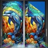 Nuxovilar Stained Glass Dolphin Window Film, 16.9×39.4inch, Underwater Dolphin Pattern