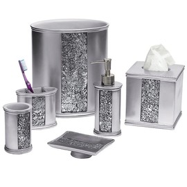 Zahari Home Sinatra Waste Basket Decorative Beautiful Designs Bathroom Bedroom Living Room Decor, Silver