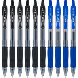 PILOT G2 Premium Refillable & Retractable Rolling Ball Gel Pens, 0.7mm Fine Point, 6 Black and 4 Blue Pens, 10 Pack