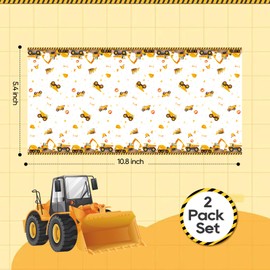 Zharkoo 2 Pack Construction Party Tablecloth for Kids, Digger and Excavator Theme Table Cover, 108x54 Inch Truck Birthday Party Decors for Boys, Rectangle Waterproof Table Cloth