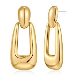 HolidayQbee Gold Dangle Earrings For Women Gold Geometric Twisted Earrings Gold Teardrop Earrings Gold Circle Earrings Silver Earrings Gold Trapezoid Filigree Earrings Perfect Holiday Earring Gift,