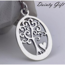 Unbranded Women Girl 925 Sterling Silver Healthy 18 mm Oval Tree of Life Heart Pendant