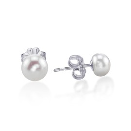 Limerencia Pearl Earrings for Women Hypoallergenic Pearl Stud Earrings G23 Implant Grade Titanium Earrings White Freshwater pearl stud earrings for sensitive ears(6-6.5mm)